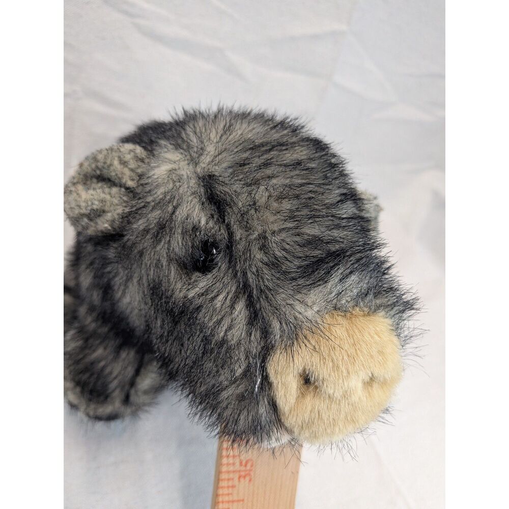Realistic Wild Boar Pig Plush Gray Black Curly Tail Stuffed Animal 9 Inc